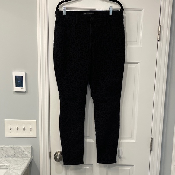 Rock & Republic Black Skinny Leopard Print Jeans Size 14 - Picture 2 of 9